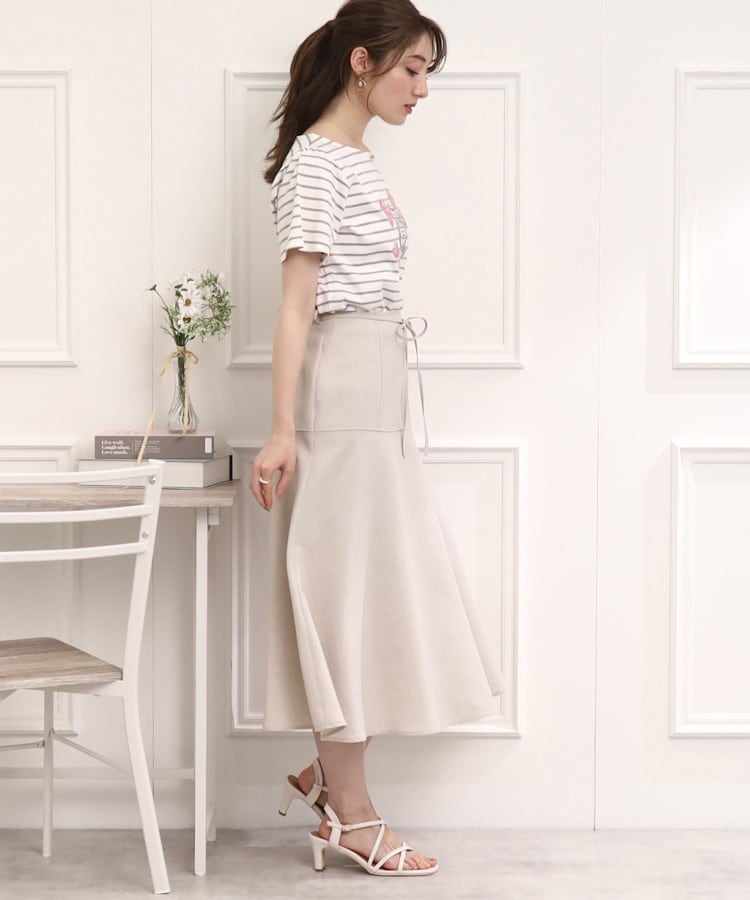クチュールブローチ(Couture Brooch)の麻調合繊フレアスカート6