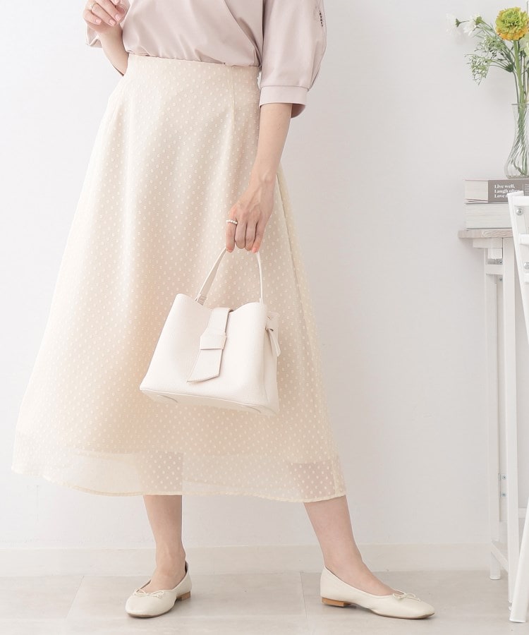 クチュールブローチ(Couture Brooch)のドットカットJQセミフレアースカート アイボリー(004)