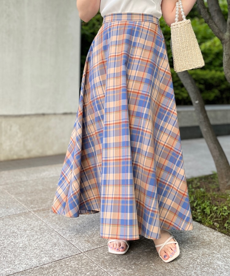 クチュールブローチ(Couture Brooch)の【目を惹く配色】マドラスチェック柄フレアスカート32