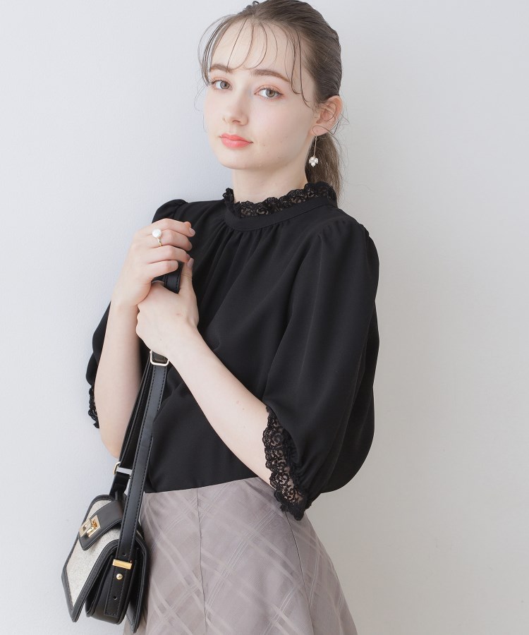 クチュールブローチ(Couture Brooch)の【上品華やか／二の腕カバー】5分袖エンブロレースブラウス21