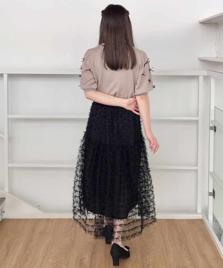 クチュールブローチ(Couture Brooch)の【リボン好き必見・二の腕カバー】リボン袖ニット24