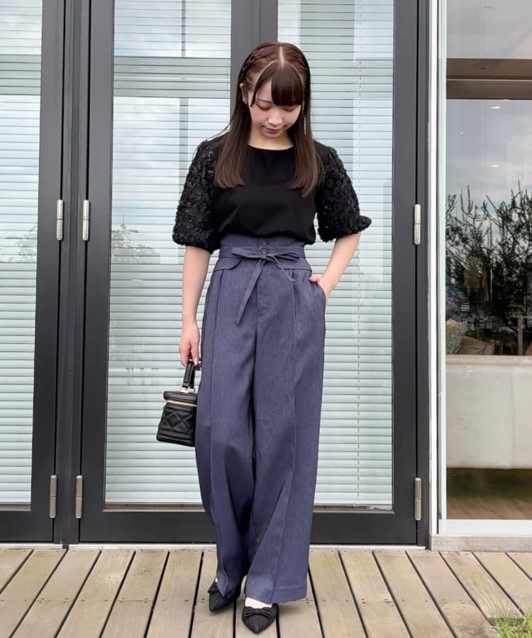クチュールブローチ(Couture Brooch)の【スッキリきれい見え】デニムライクワイドパンツ32