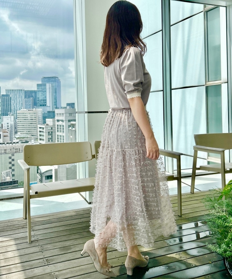 クチュールブローチ(Couture Brooch)の【二の腕カバー・上品×シンプルなニット】配色スカラ5分袖ニット33