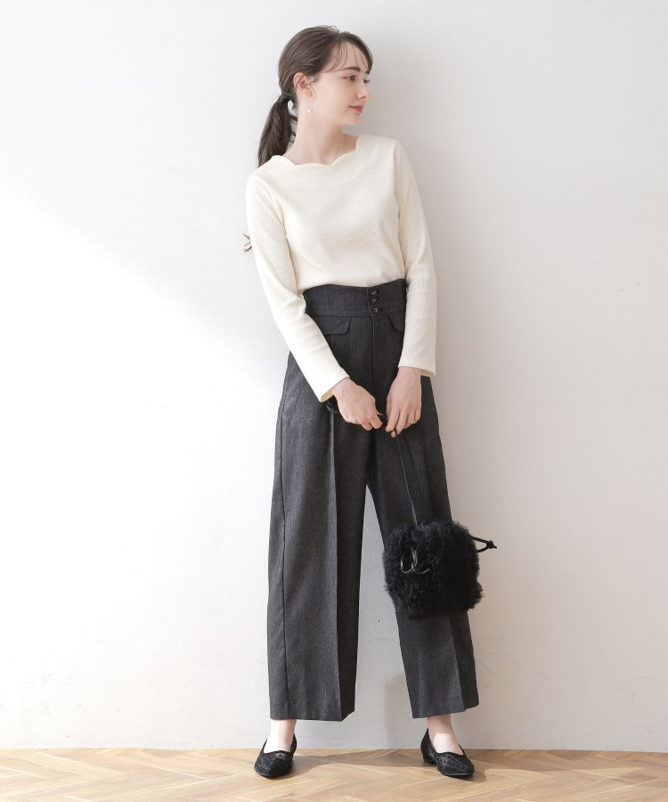 クチュールブローチ(Couture Brooch)の【顔まわりスッキリ・マシンウォッシャブル】ハートネックテレコトップス1