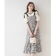 クチュールブローチ(Couture Brooch)の【着映えするワンピース】肩リボンチェックワンピース ブラック(219)