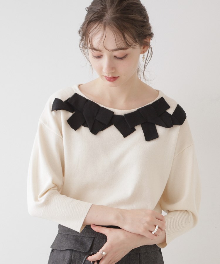 クチュールブローチ(Couture Brooch)の【ほろ甘フェミニンニット】リボンネックニット5