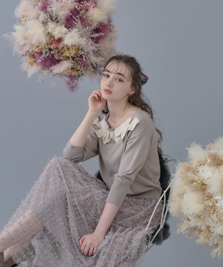 クチュールブローチ(Couture Brooch)の【ほろ甘フェミニンニット】リボンネックニット33