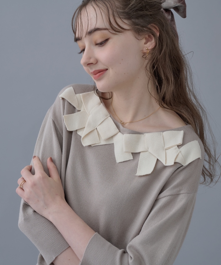 クチュールブローチ(Couture Brooch)の【ほろ甘フェミニンニット】リボンネックニット32