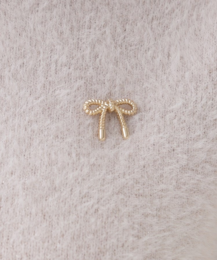 クチュールブローチ(Couture Brooch)のリボン付きラメフェザー5分袖ニット32