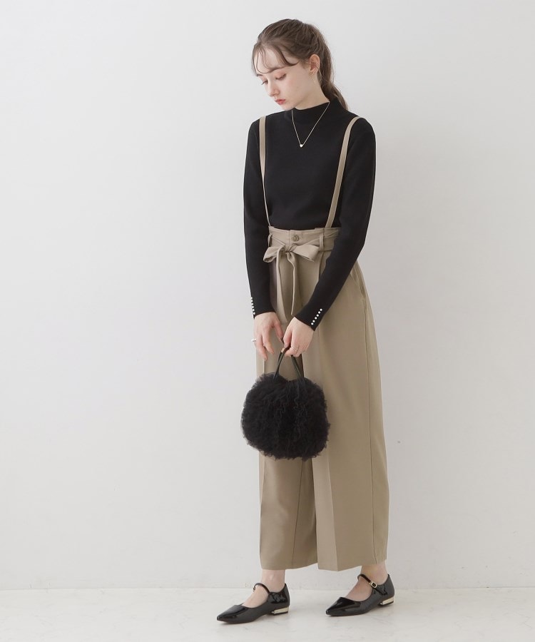 クチュールブローチ(Couture Brooch)の【ほんのりハイウエスト・スッキリ見え】サス付きリボンワイドパンツ29