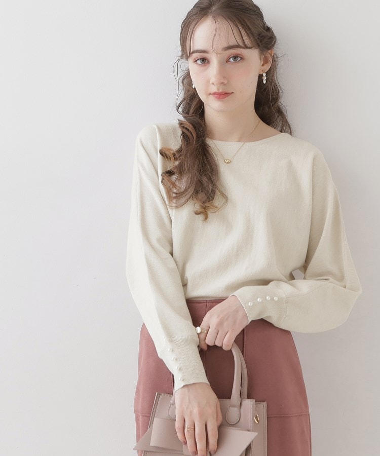 クチュールブローチ(Couture Brooch)の【美シルエットニット】リボン2WAYフェイクパール袖ドルマンニット5