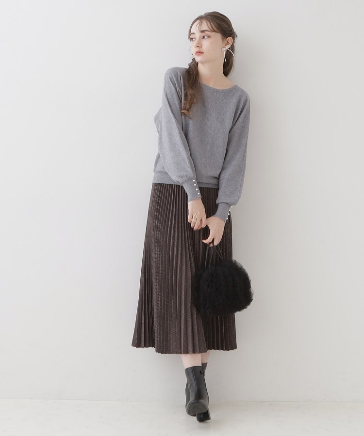クチュールブローチ(Couture Brooch)の【美シルエットニット】リボン2WAYフェイクパール袖ドルマンニット36