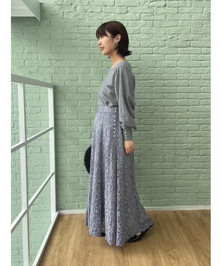 クチュールブローチ(Couture Brooch)の【美シルエットニット】リボン2WAYフェイクパール袖ドルマンニット44