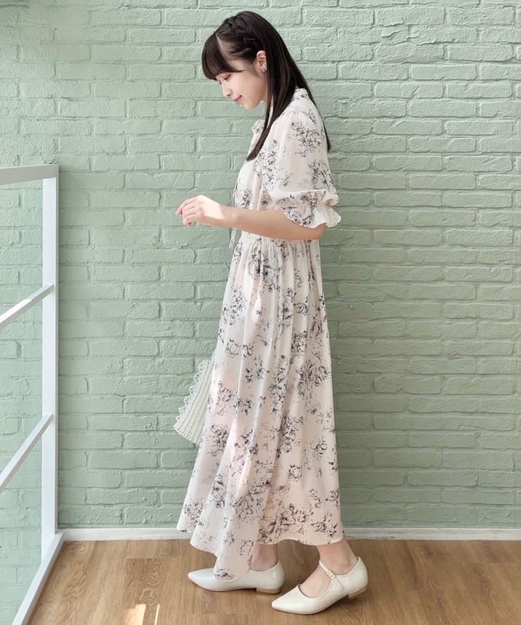 オトナのためのクラシカルワンピ】花柄5分袖ワンピース(マキシ オトナのためのクラシカルワンピ】花柄5分袖ワンピース(マキシ