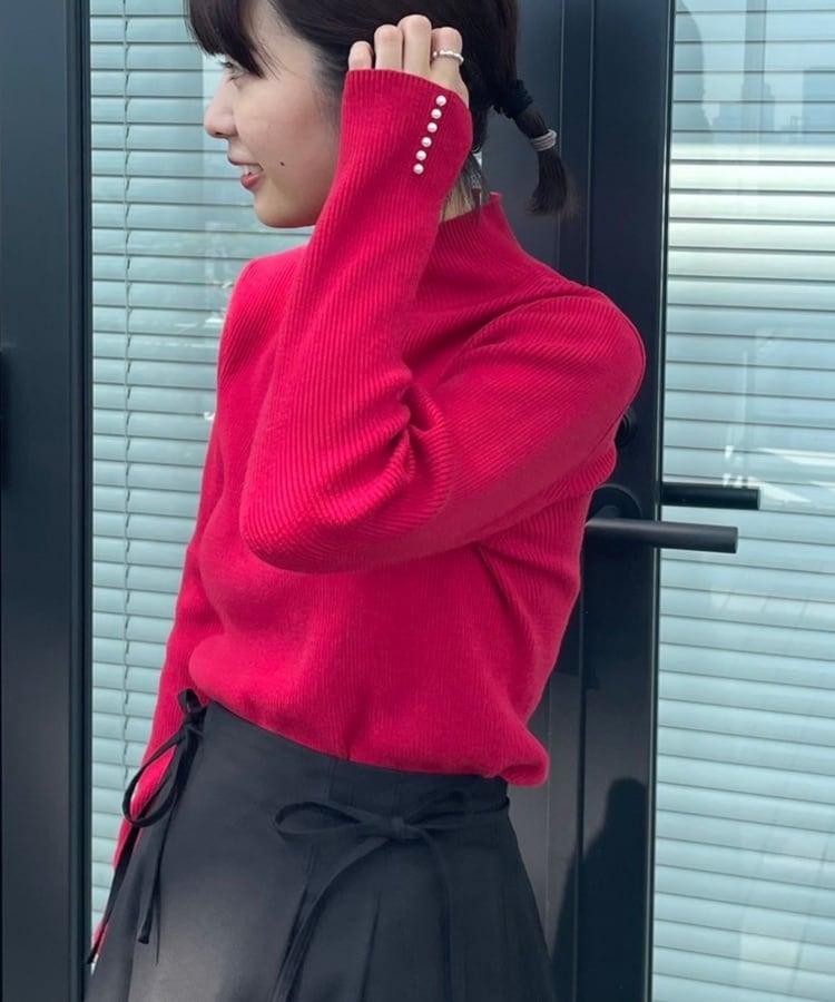 クチュールブローチ(Couture Brooch)の【柔らかなタッチ・吸湿発熱・帯電防止機能付き】サスティナブルフェイクパールリブニット39