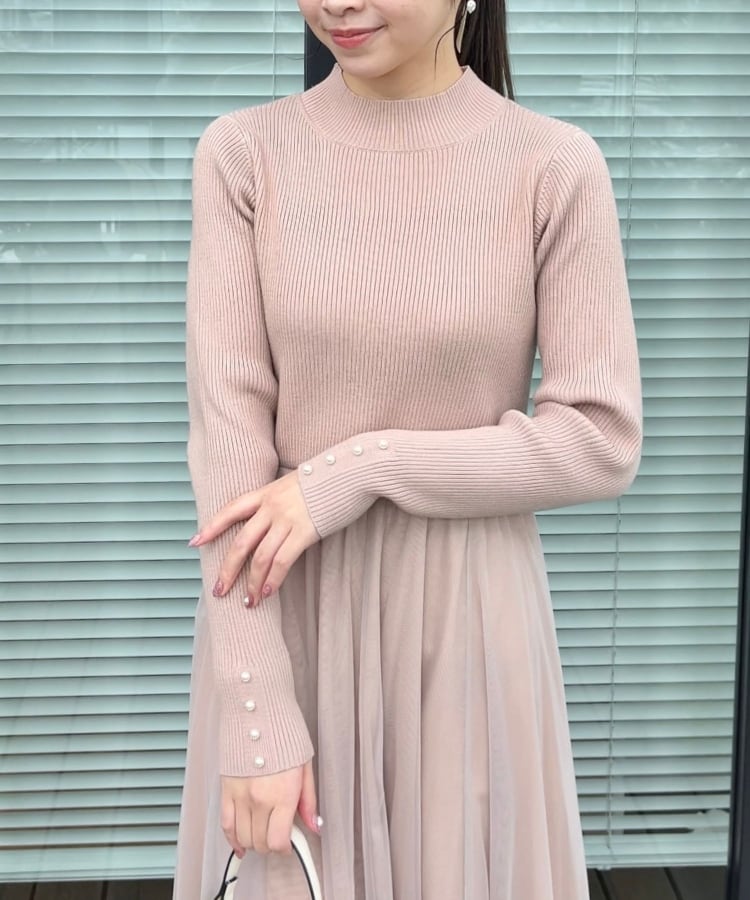 クチュールブローチ(Couture Brooch)の【ふわっと軽い上品なワンピ】ラメニットチュールドッキングワンピース35
