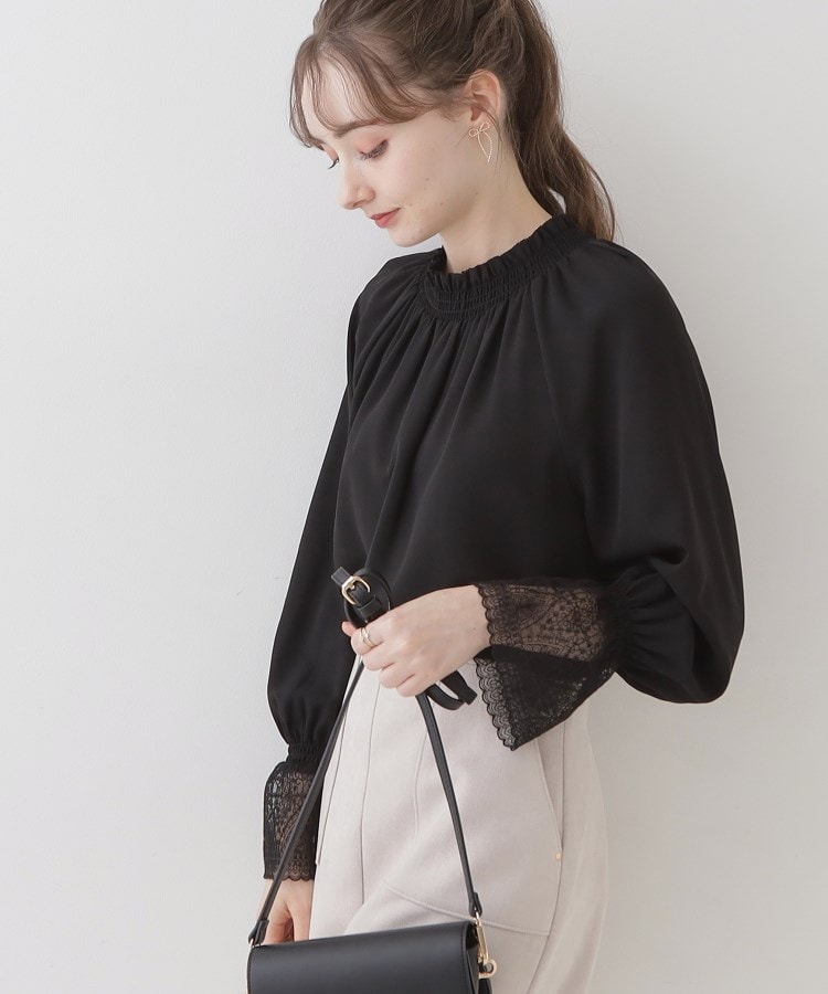 クチュールブローチ(Couture Brooch)の【オトナ可愛い・体型カバーが叶う】シャーリングネック レース袖チュニック29