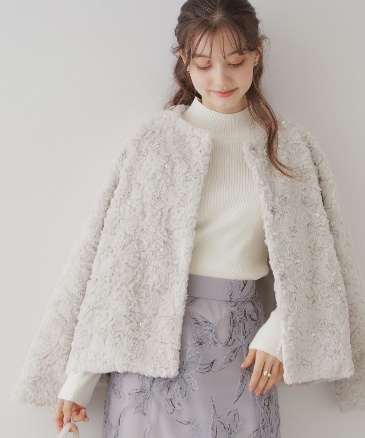 パール調エコファージャケット(ノーカラーコート) | Couture パール調エコファージャケット(ノーカラーコート) | Couture