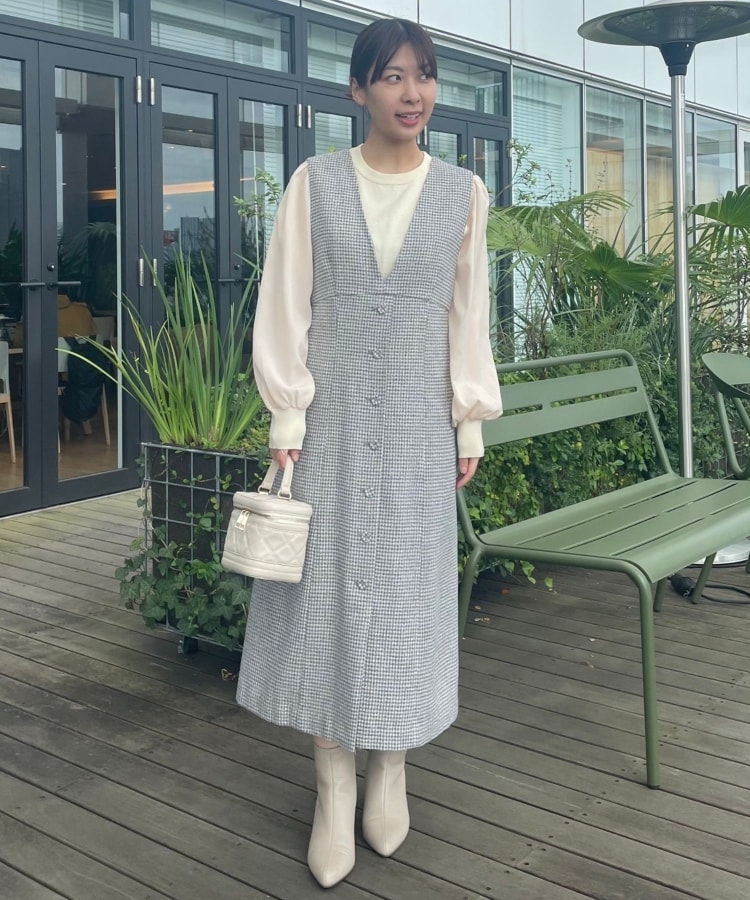 クチュールブローチ(Couture Brooch)の【上品・こなれ感・千鳥ツイード柄】ラメ千鳥釦デザインジャンスカ25