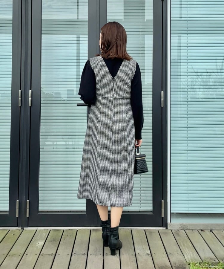クチュールブローチ(Couture Brooch)の【上品・こなれ感・千鳥ツイード柄】ラメ千鳥釦デザインジャンスカ11