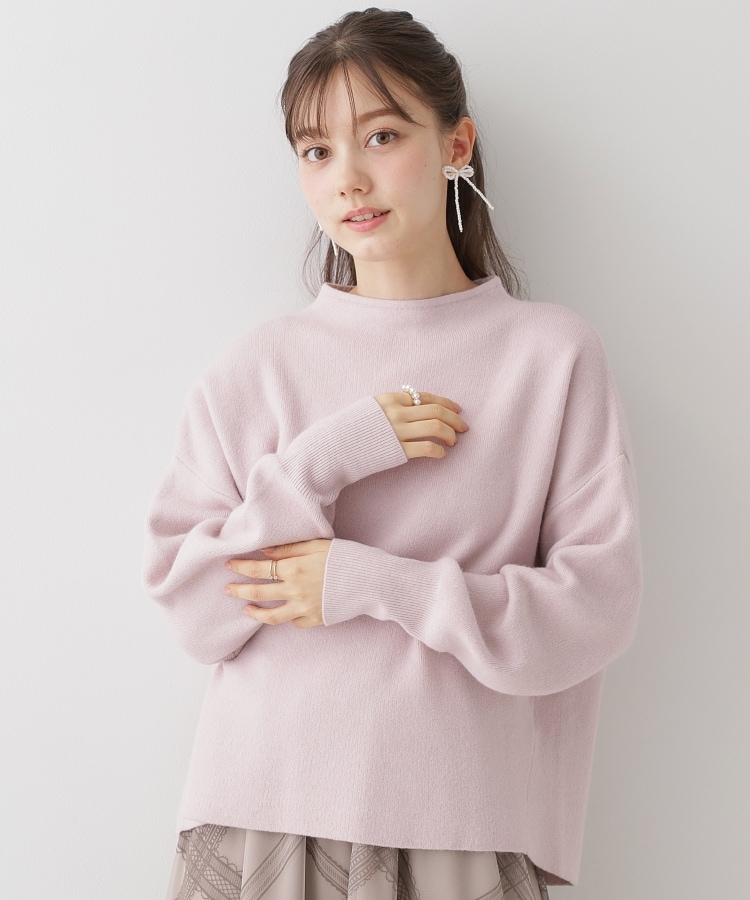 クチュールブローチ(Couture Brooch)の【バックパールで華やぐ】上品もちふわニット ピンク(071)