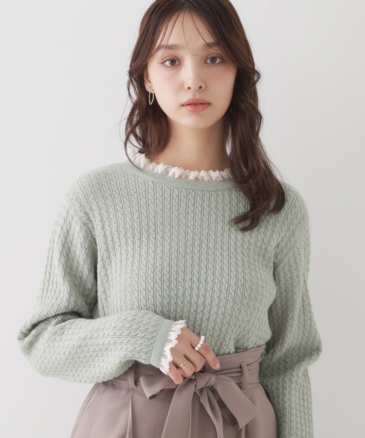 クチュールブローチ(Couture Brooch)の【大人フェミニンを叶える】レース細ケーブルバックリボンニット19