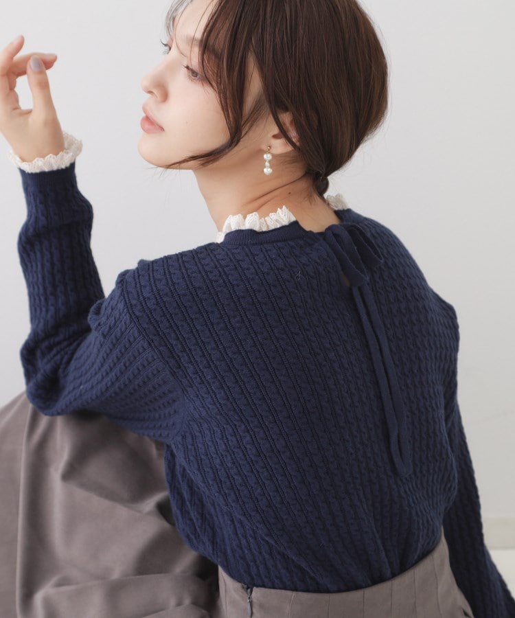 6color/XS-LLsize》リボン取り外し2WAY フェザーリボンニット