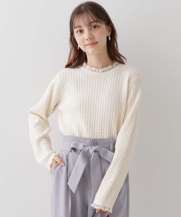 クチュールブローチ(Couture Brooch)の【大人フェミニンを叶える】レース細ケーブルバックリボンニット10
