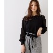 クチュールブローチ(Couture Brooch)の【大人レディなニット・通勤にも】飾り釦ドッキングスリーブニット ブラック(019)