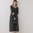 クチュールブローチ(Couture Brooch)のロングスリーブニットワンピース チャコールグレー(014)