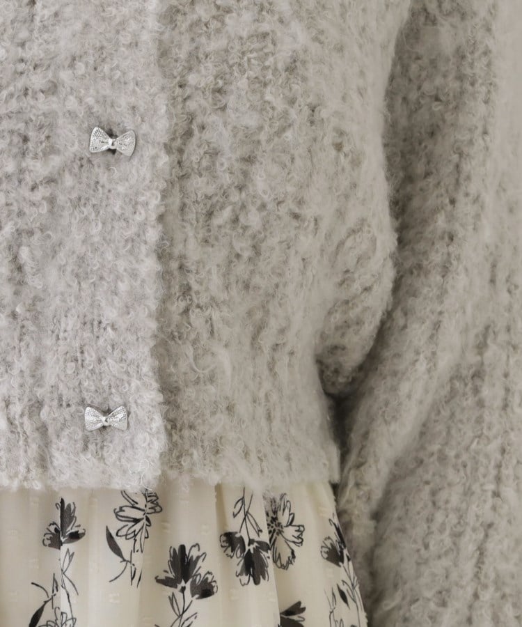 クチュールブローチ(Couture Brooch)のリボンボタン起毛カーディガン30