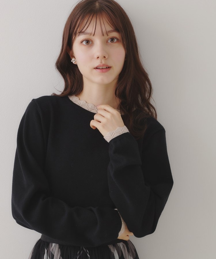 クチュールブローチ(Couture Brooch)の【プチプラ・上品×シンプルなニット】サステナブル 配色透かしスカラニット21