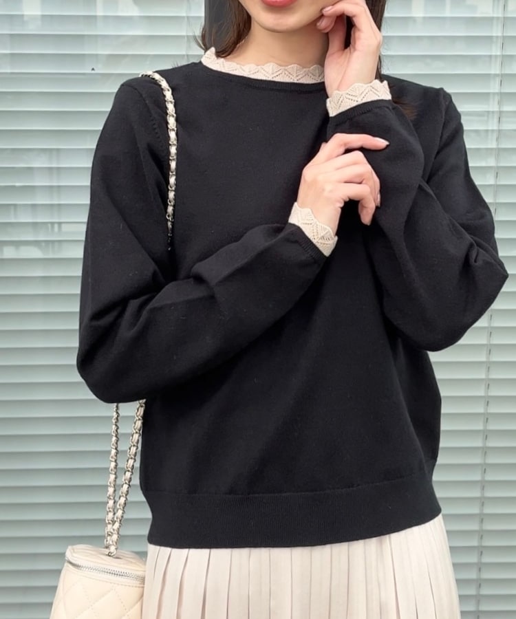 クチュールブローチ(Couture Brooch)の【プチプラ・上品×シンプルなニット】サステナブル 配色透かしスカラニット34