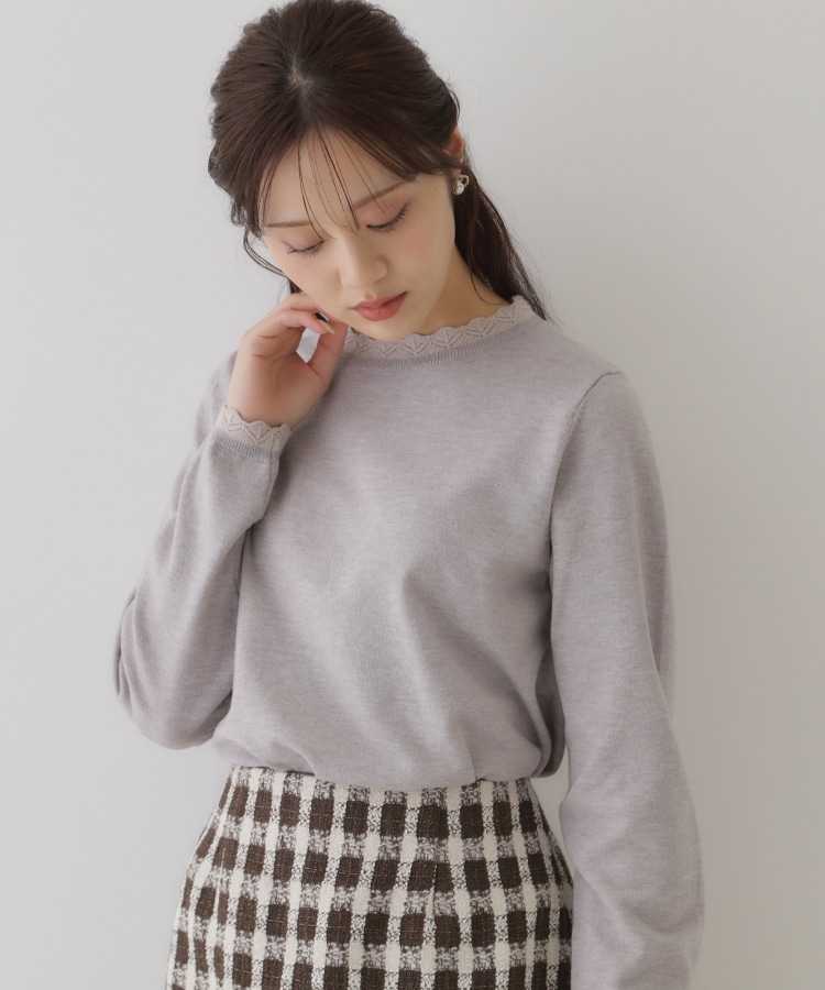 クチュールブローチ(Couture Brooch)の【プチプラ・上品×シンプルなニット】サステナブル 配色透かしスカラニット12