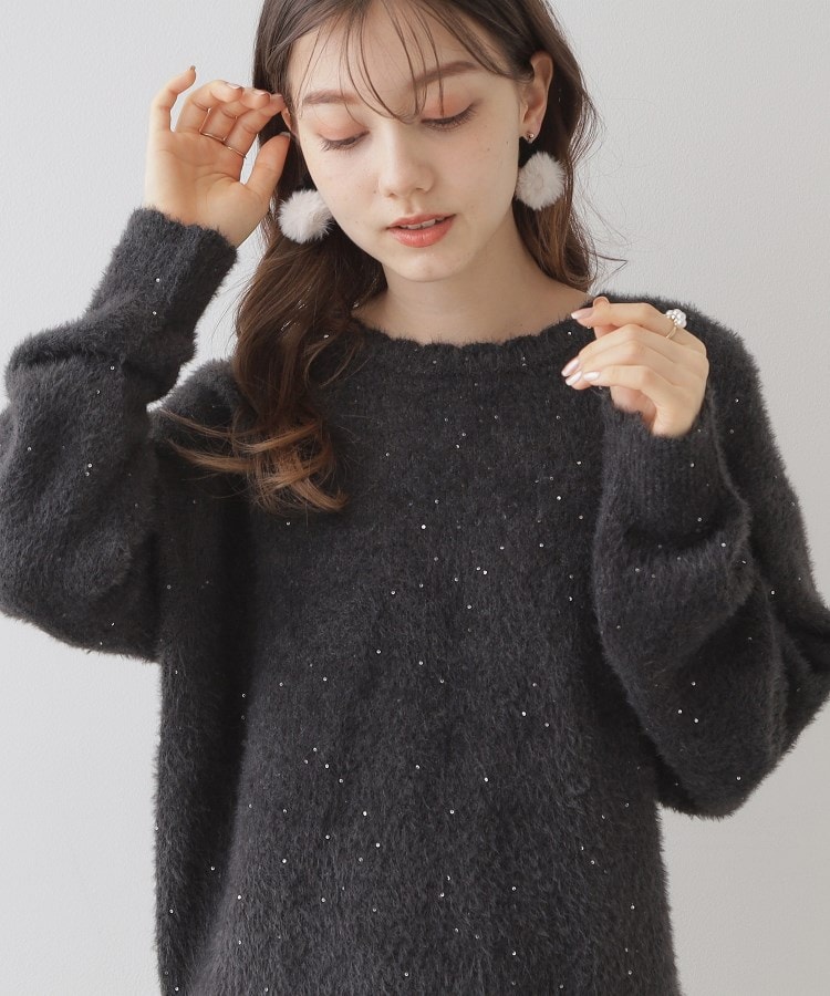クチュールブローチ(Couture Brooch)の【きらきら感でオトナ可愛い】スパンコールフェザー前後2WAYニット29