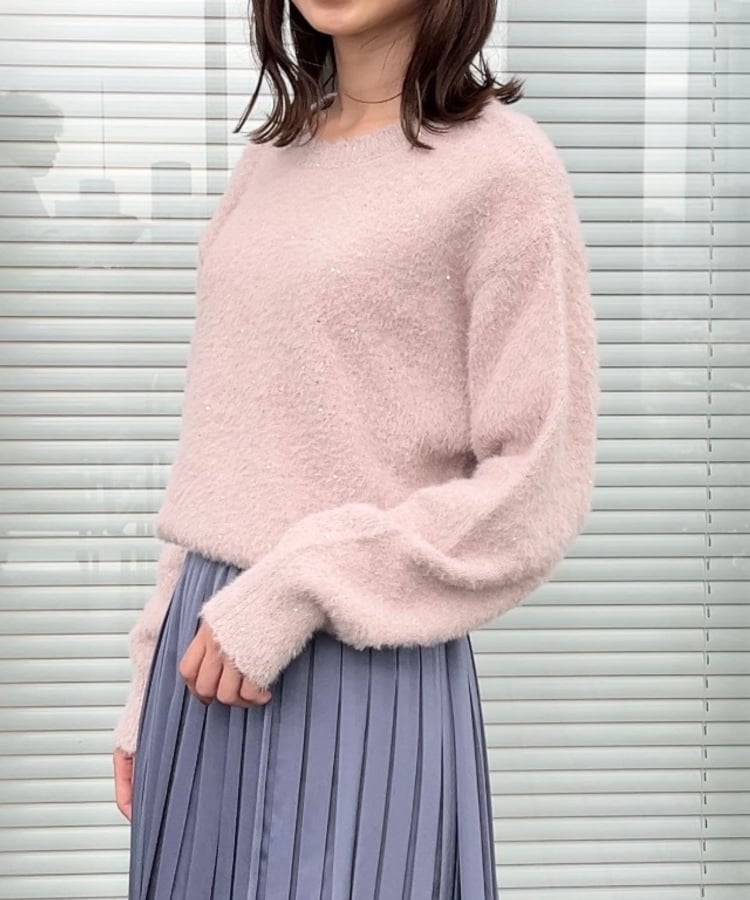 クチュールブローチ(Couture Brooch)の【きらきら感でオトナ可愛い】スパンコールフェザー前後2WAYニット47