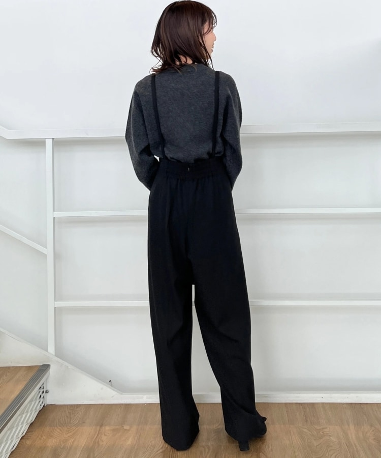 クチュールブローチ(Couture Brooch)の【華奢見せが叶う】サス付き裏起毛ジョーゼットワイドパンツ11