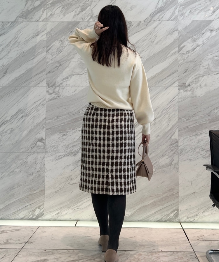 クチュールブローチ(Couture Brooch)の【オトナ女子の垢抜け膝丈スカート】モールチェックツイードナロースカート26