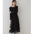 クチュールブローチ(Couture Brooch)の【優雅なレディワンピース】袖裾レースデザインニットワンピース ブラック(019)