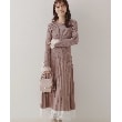 クチュールブローチ(Couture Brooch)の【優雅なレディワンピース】袖裾レースデザインニットワンピース ベージュ(052)