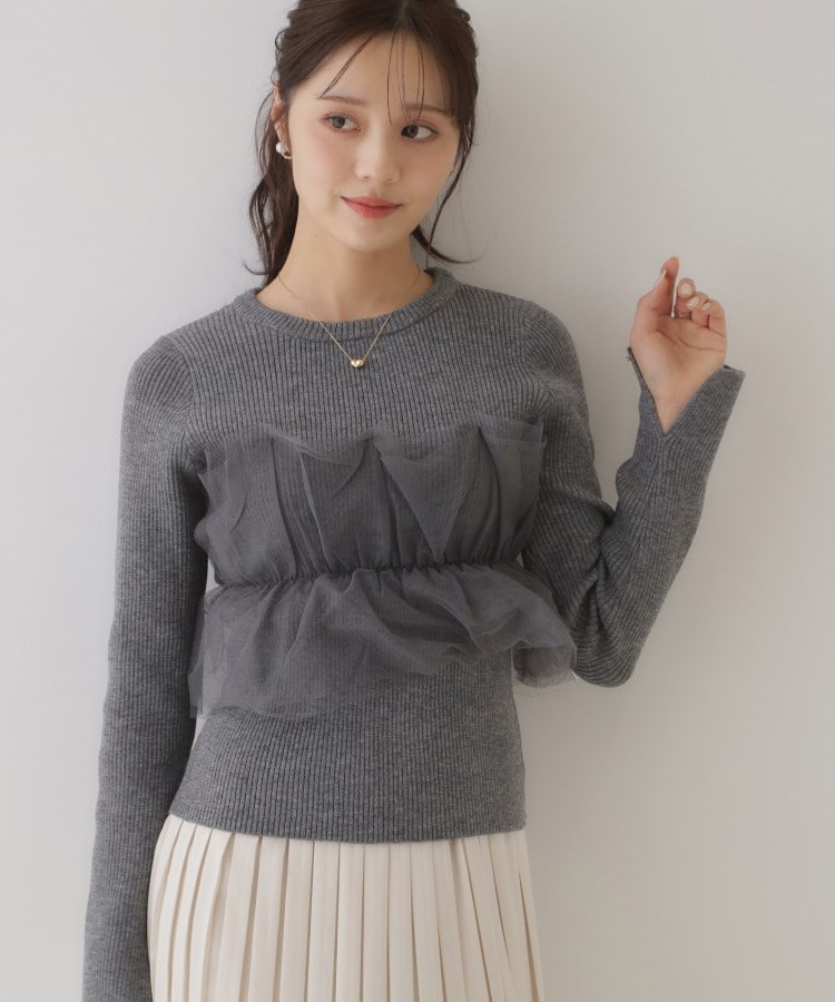 クチュールブローチ(Couture Brooch)の【オトナ仕上げのワントーンチュールニット】チュールドッキングリブニット27