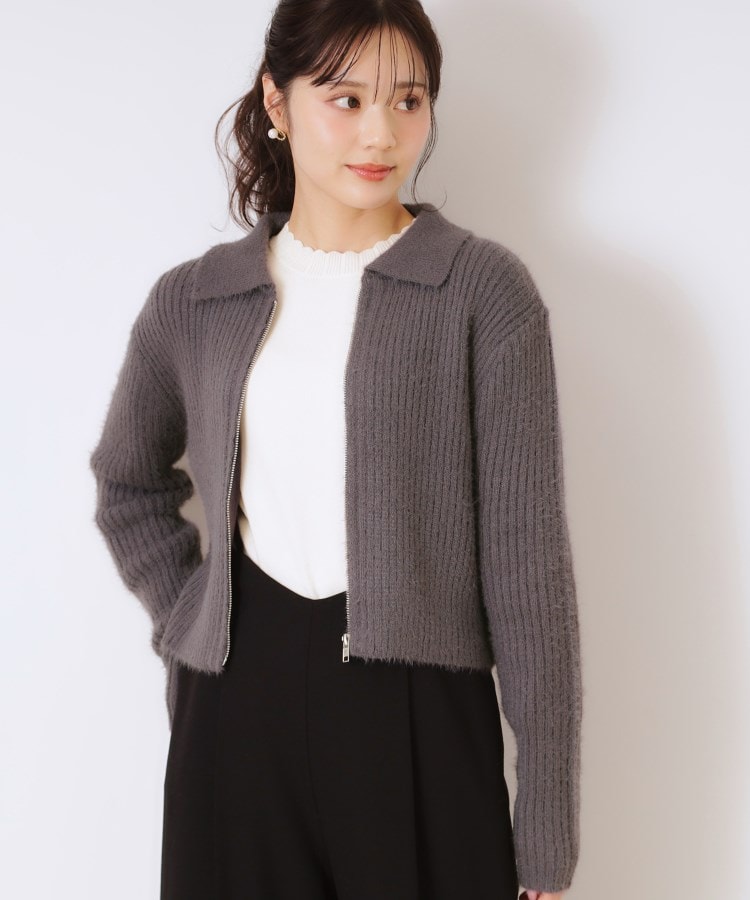 クチュールブローチ(Couture Brooch)の衿付きZIPカーディガン21