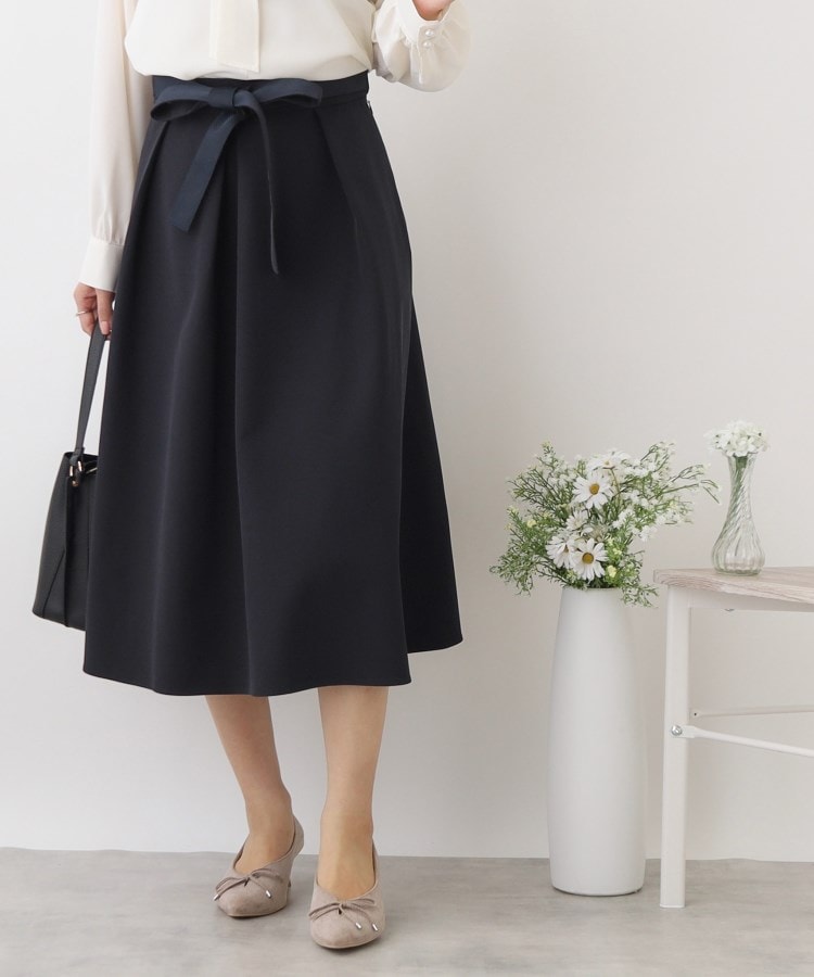リボン付きタックフレアスカート（ミモレスカート） | Couture Brooch ...