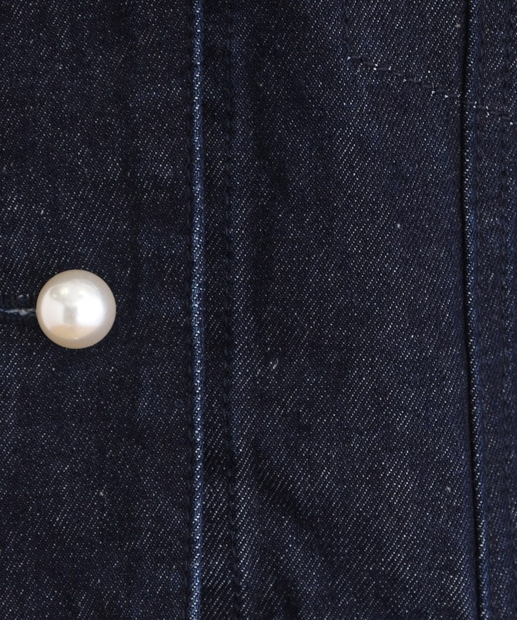 クチュールブローチ(Couture Brooch)のパール調釦ノーカラーデニムジャケット32