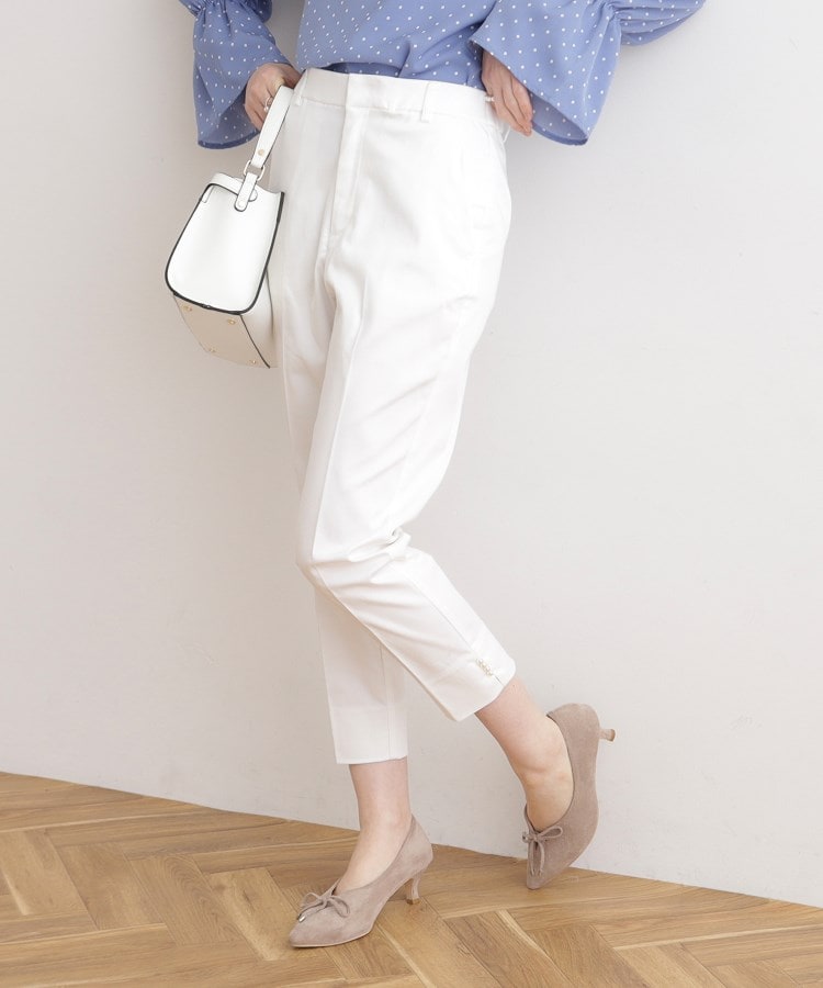 クチュールブローチ(Couture Brooch)のパール調ポイントサテストパンツ オフホワイト(003)