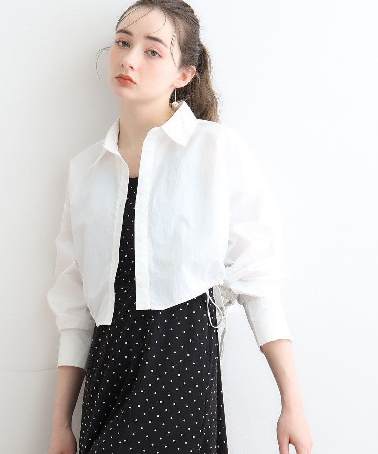 クチュールブローチ(Couture Brooch)の脇ドロストショートシャツ ホワイト(001)
