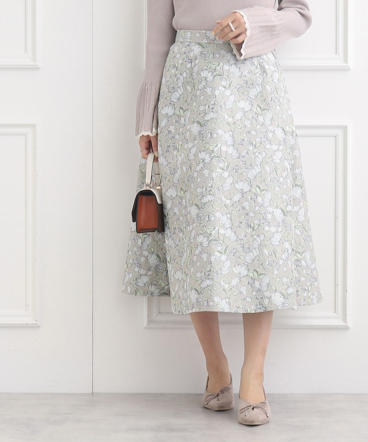 クチュールブローチ(Couture Brooch)のアソートフラワーJQスカート グレージュ(450)