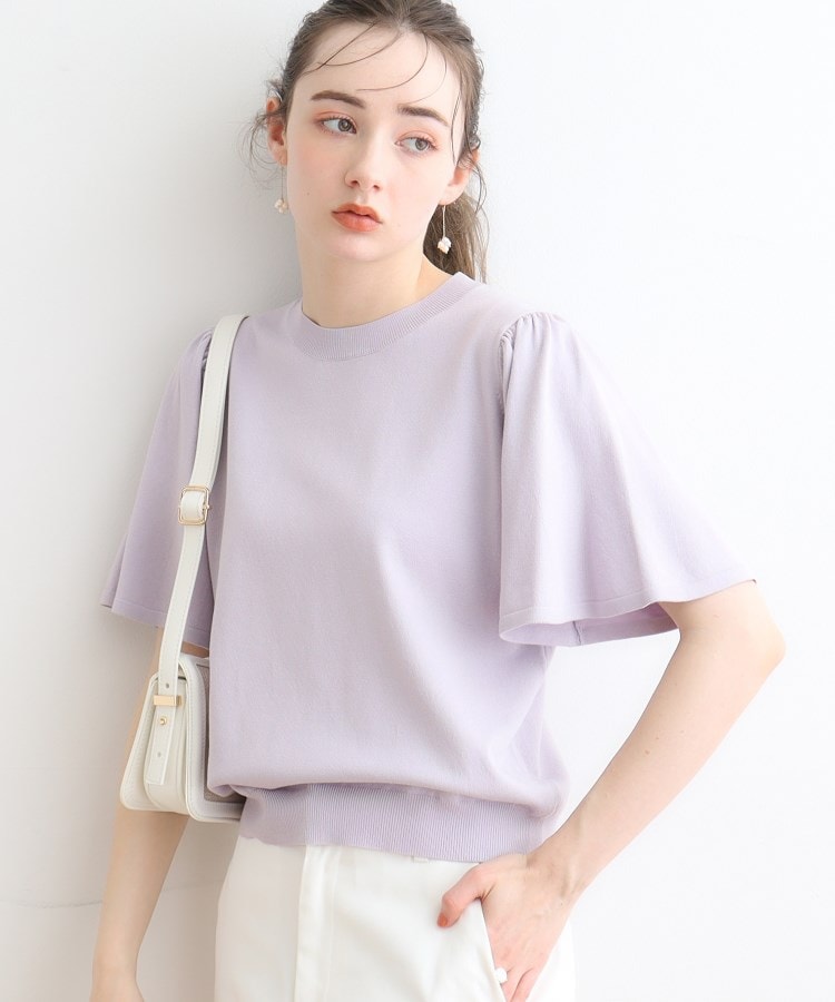 クチュールブローチ(Couture Brooch)の【接触冷感/UV/洗える】バックパール調デザイン 袖フレアニット41