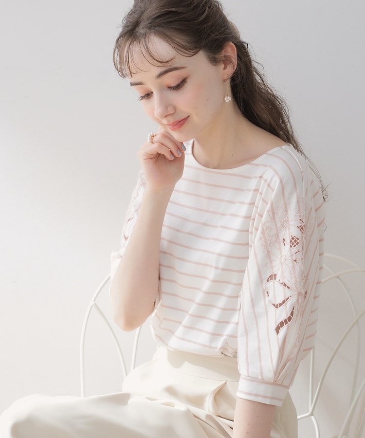 クチュールブローチ(Couture Brooch)の新色追加【接触冷感／UV／洗える】マーガレットエンブロドルマンカットソー30