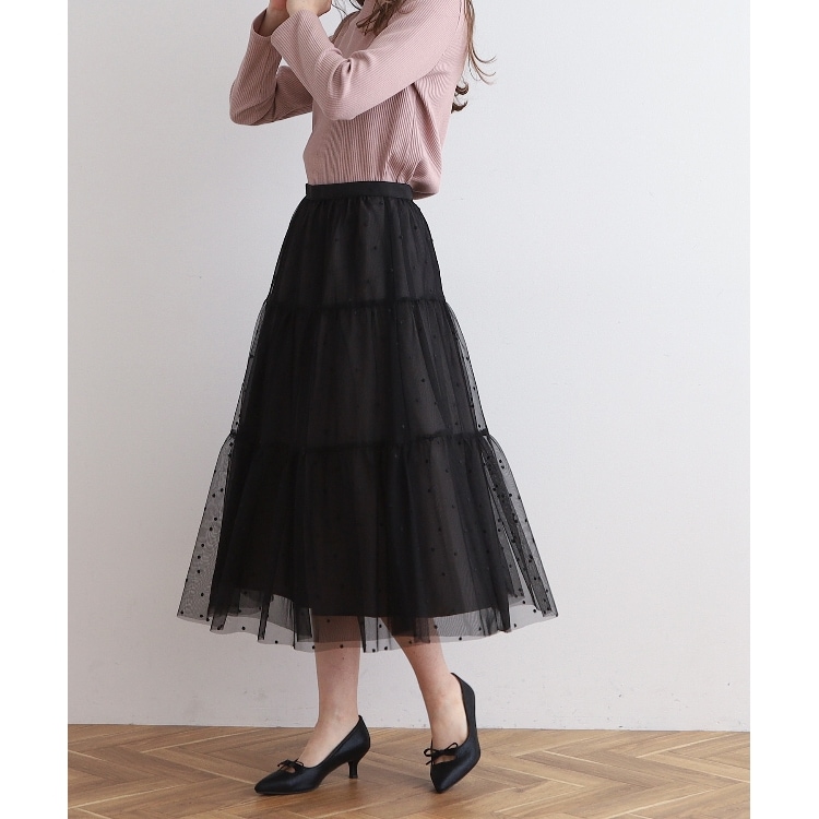 クチュールブローチ(Couture Brooch)のドットエンブロティアードスカート ミモレスカート